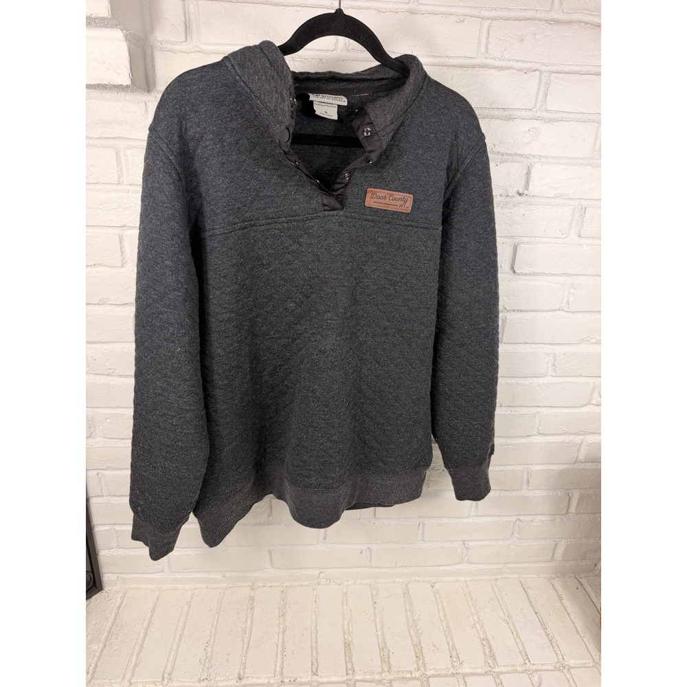 Artisans Mens XL Door County WI Gray Snap Pullover Sweatshirt Outdoor Cabin